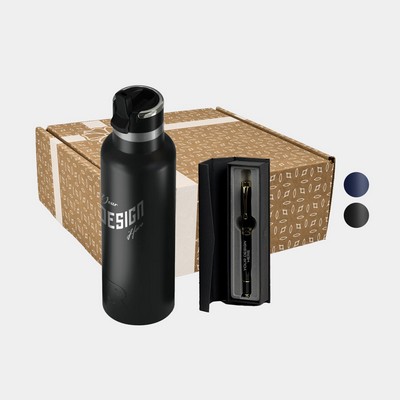 20 oz RTIC® Leak-Resistant Water Bottle & Chrome Trim Pen Gift Set